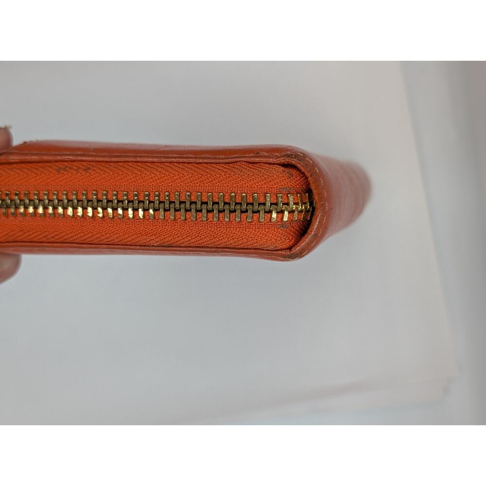 Coach Ashley Vintage Wallet Coral Orange Leather Zip Around Organizer Y2K - Picture 8 of 16